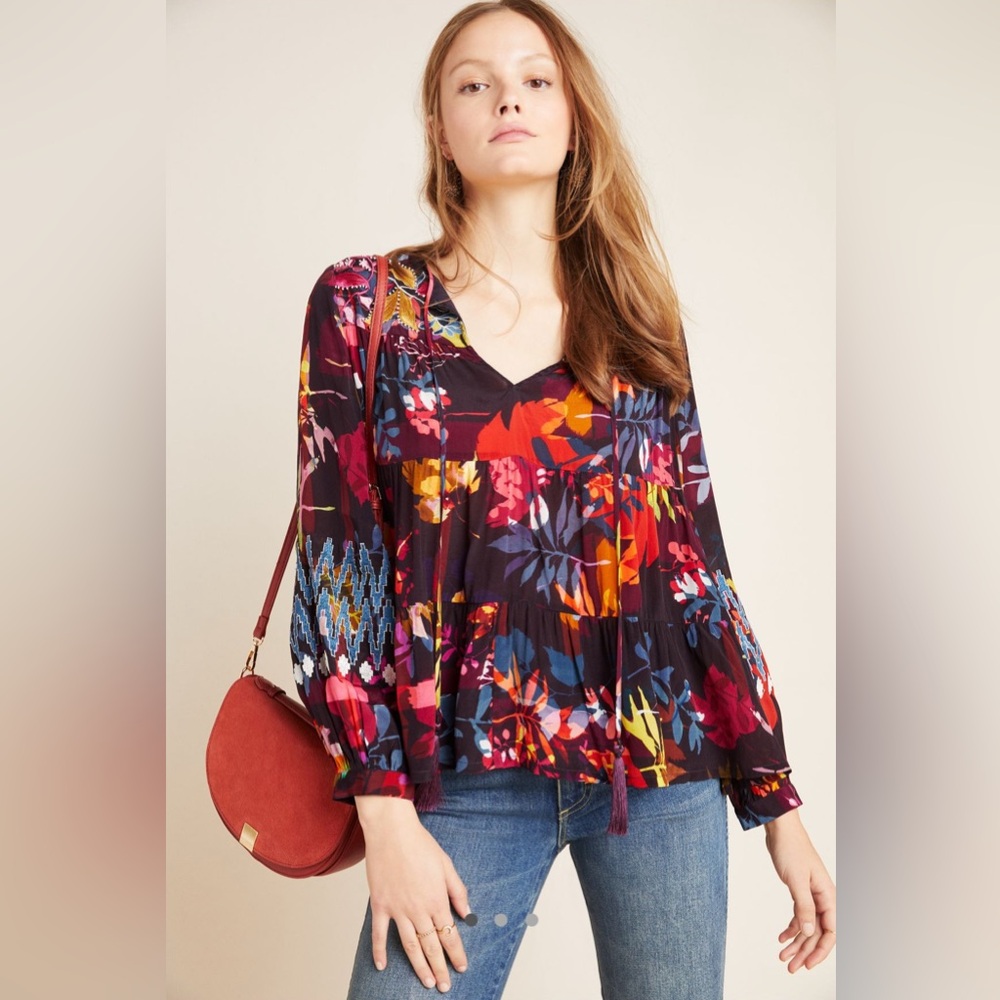 Anthropologie Vineet Bahl Amber Tiered Peasant Blouse